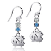 UNC Tar Heels Crystal Silver Dangle Earrings